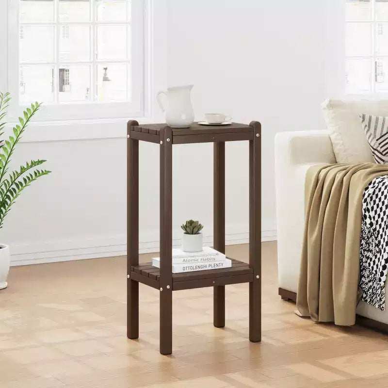 WestinTrends Malibu 36 All Weather HDPE Outdoor Patio Two Shelf Side Table