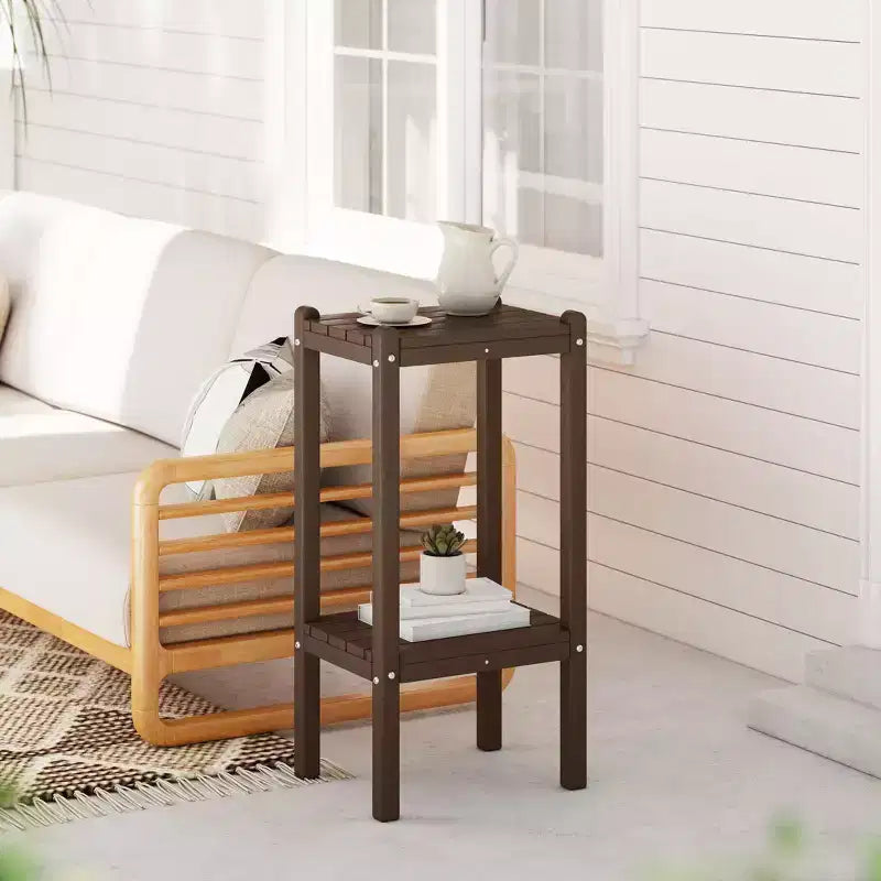 WestinTrends Malibu 36 All Weather HDPE Outdoor Patio Two Shelf Side Table