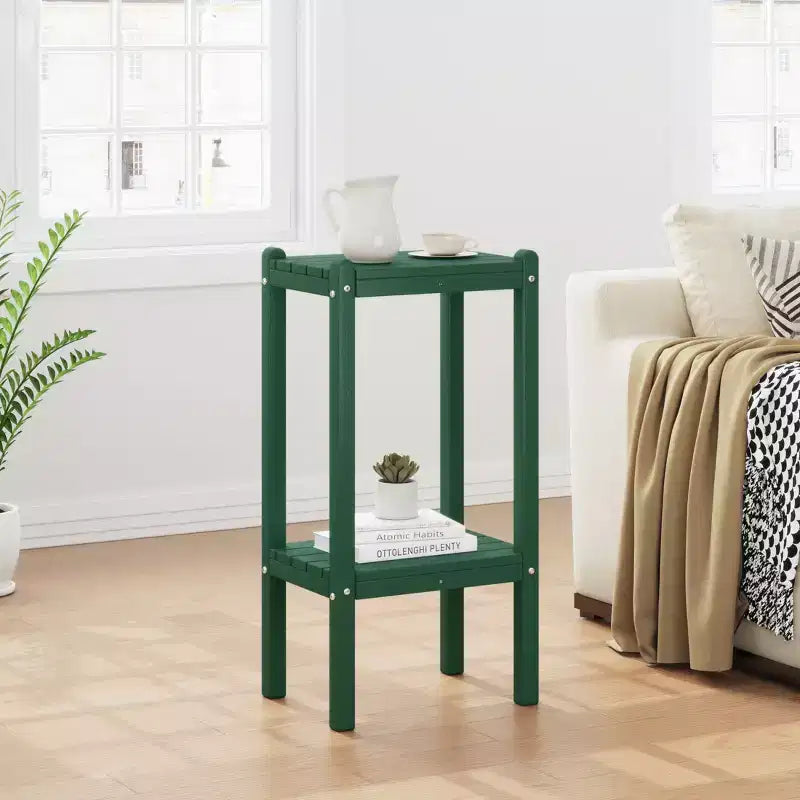 WestinTrends Malibu 36 All Weather HDPE Outdoor Patio Two Shelf Side Table