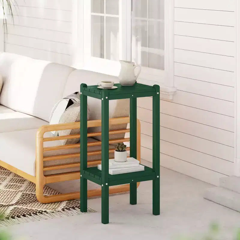 WestinTrends Malibu 36 All Weather HDPE Outdoor Patio Two Shelf Side Table