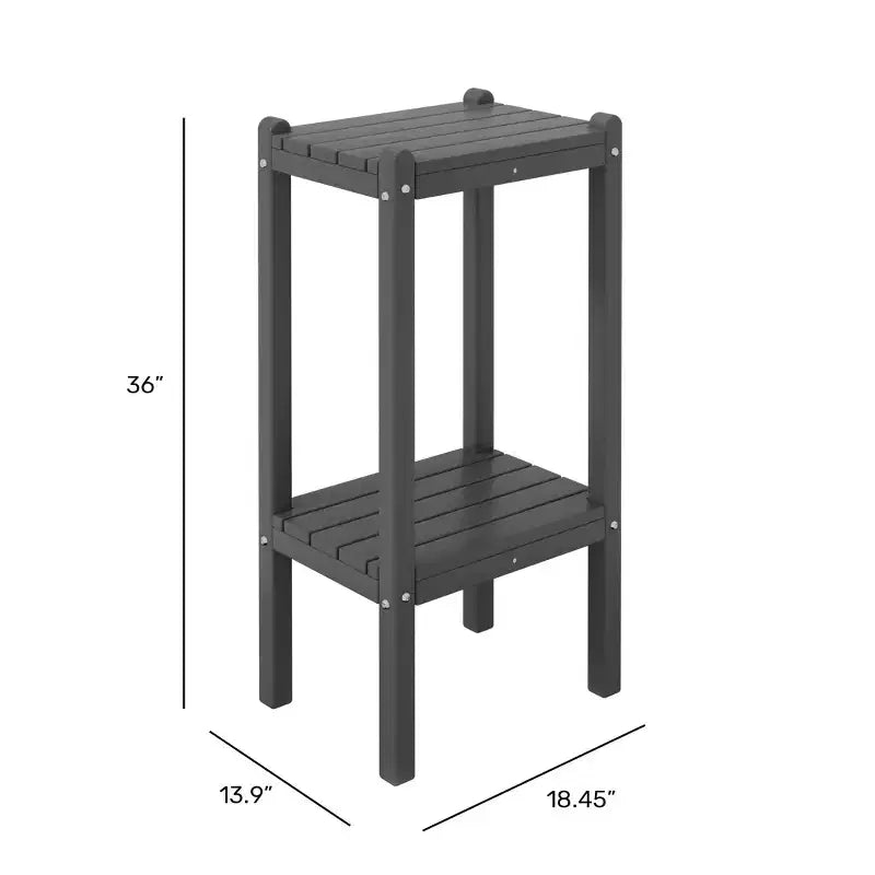 WestinTrends Malibu 36 All Weather HDPE Outdoor Patio Two Shelf Side Table