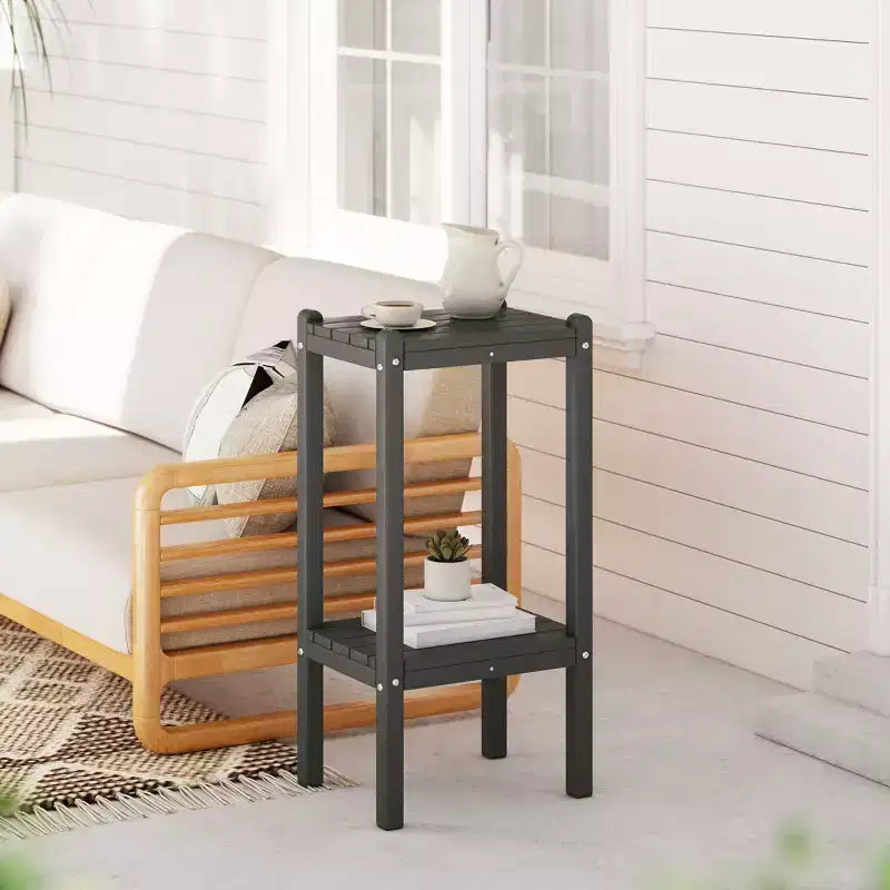 WestinTrends Malibu 36 All Weather HDPE Outdoor Patio Two Shelf Side Table