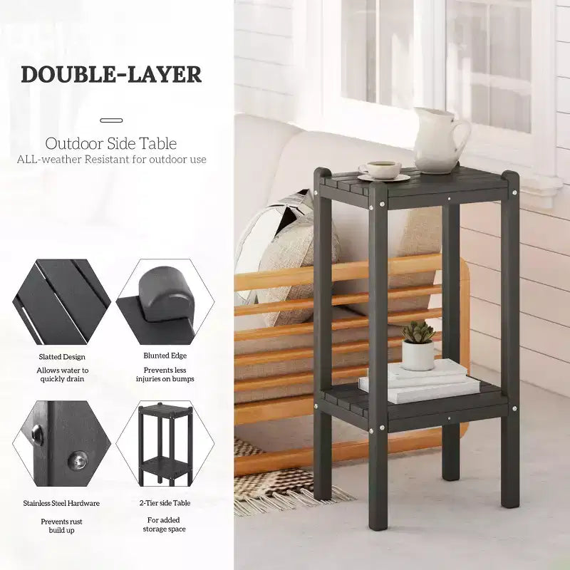 WestinTrends Malibu 36 All Weather HDPE Outdoor Patio Two Shelf Side Table