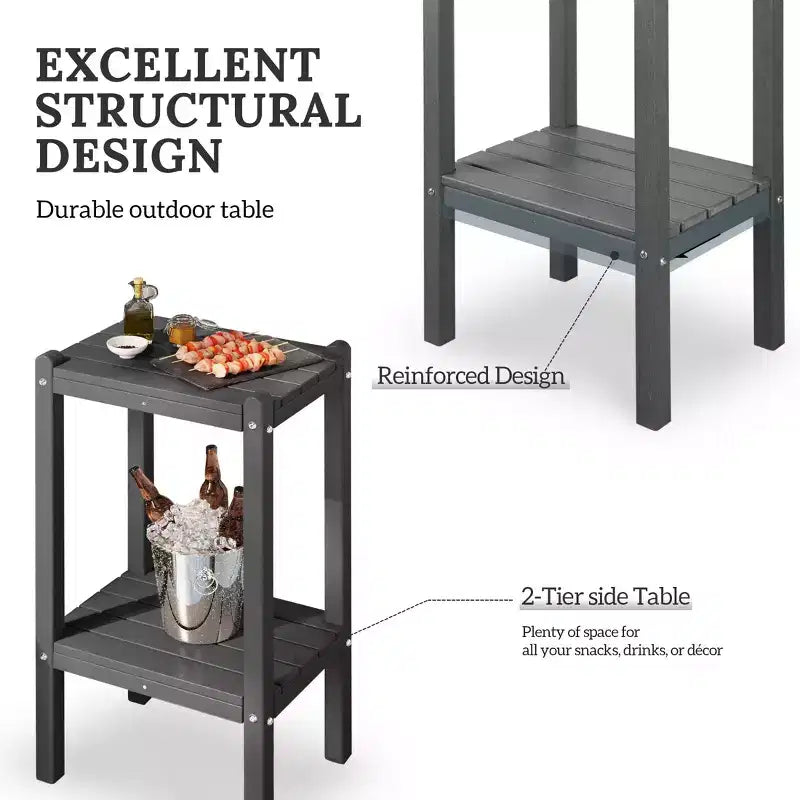 WestinTrends Malibu 36 All Weather HDPE Outdoor Patio Two Shelf Side Table