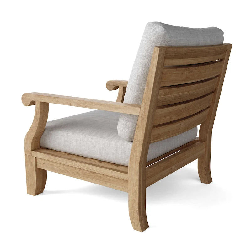 Chaise longue Riviera Luxe en teck avec coussins Sunbrella