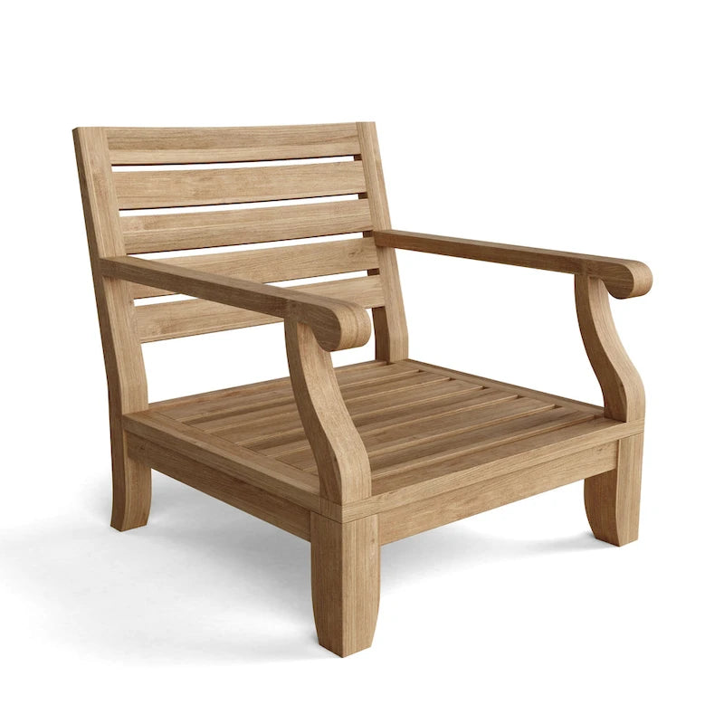 Chaise longue Riviera Luxe en teck avec coussins Sunbrella