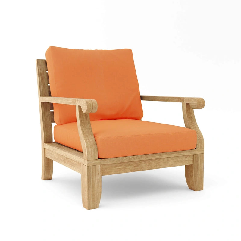 Chaise longue Riviera Luxe en teck avec coussins Sunbrella