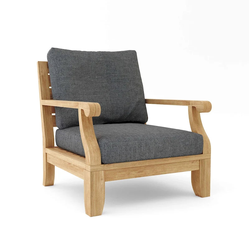 Chaise longue Riviera Luxe en teck avec coussins Sunbrella