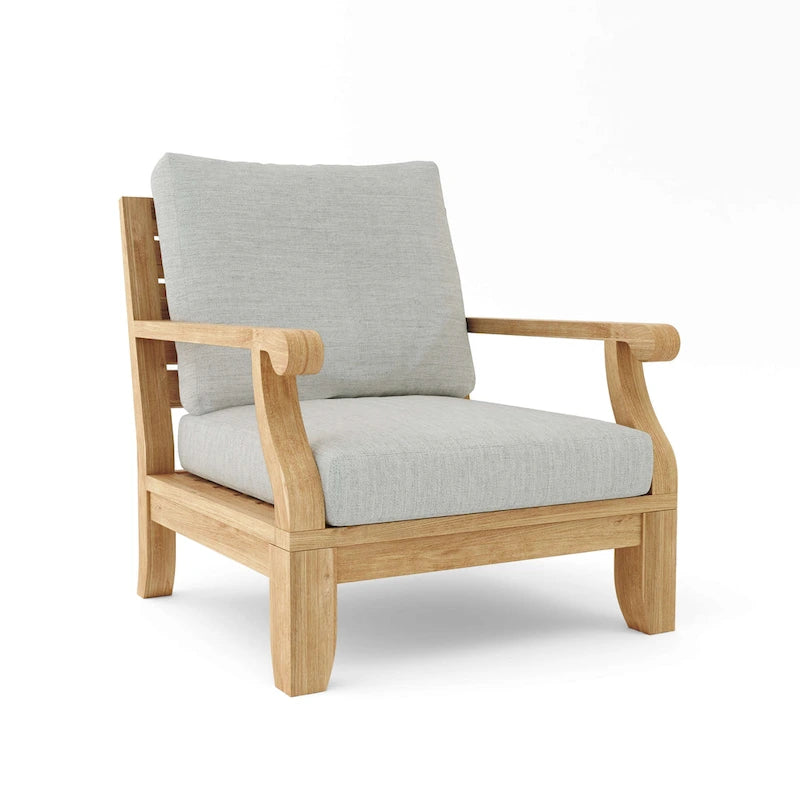 Chaise longue Riviera Luxe en teck avec coussins Sunbrella