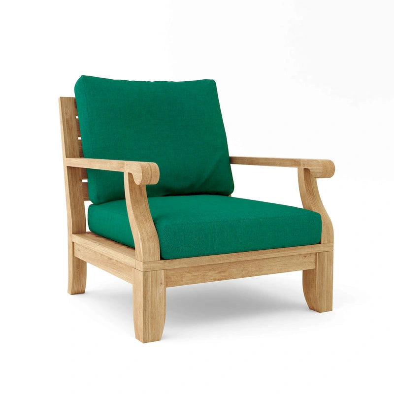 Chaise longue Riviera Luxe en teck avec coussins Sunbrella