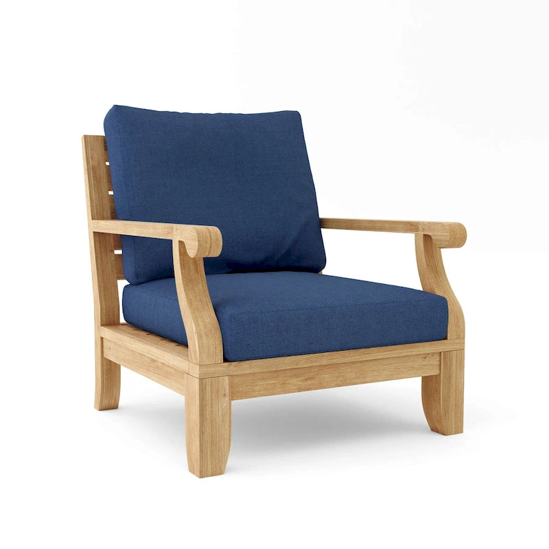 Chaise longue Riviera Luxe en teck avec coussins Sunbrella