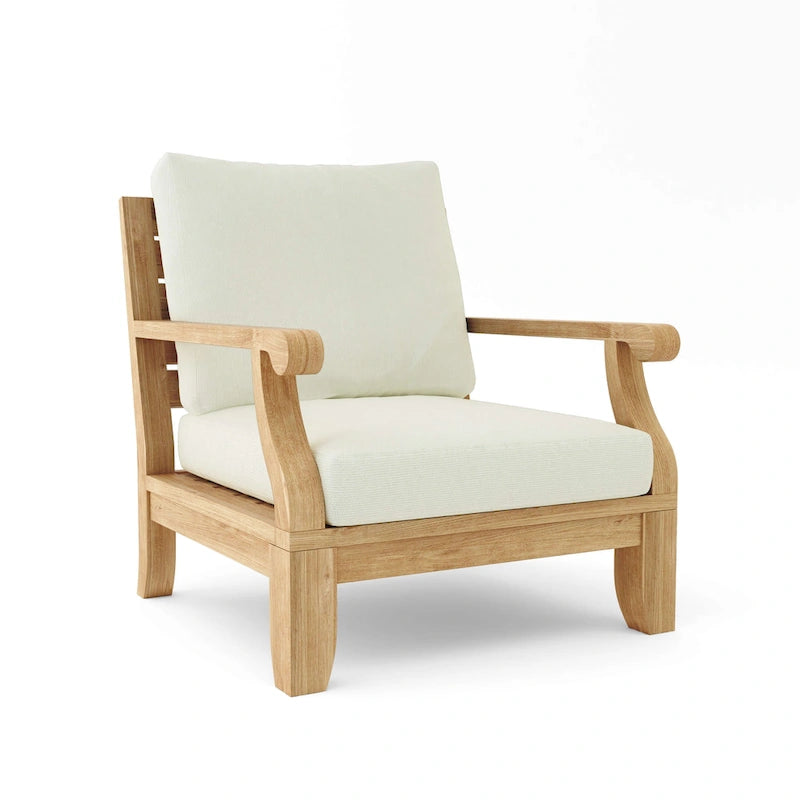 Chaise longue Riviera Luxe en teck avec coussins Sunbrella
