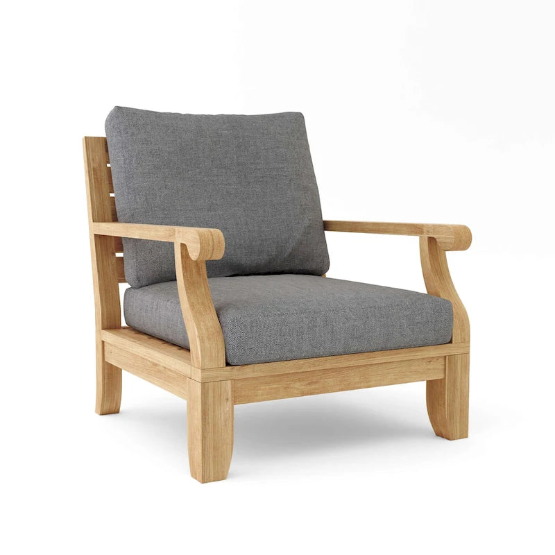 Chaise longue Riviera Luxe en teck avec coussins Sunbrella