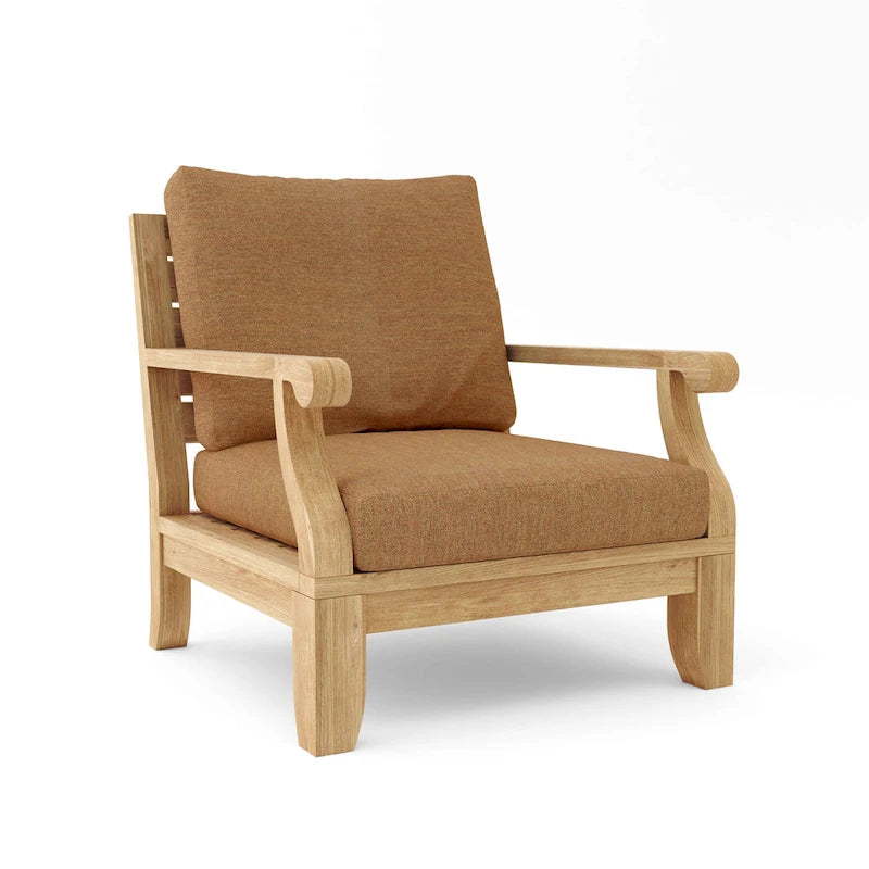 Chaise longue Riviera Luxe en teck avec coussins Sunbrella