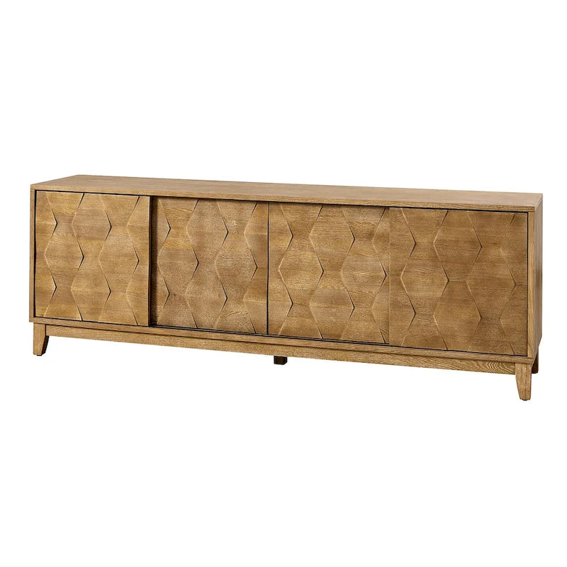 Meuble TV console moderne August avec 2 tiroirs et portes coulissantes pour TV jusqu'à 78 pouces par HULALA HOME