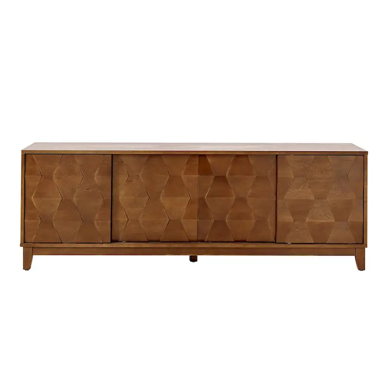 Meuble TV console moderne August avec 2 tiroirs et portes coulissantes pour TV jusqu'à 78 pouces par HULALA HOME