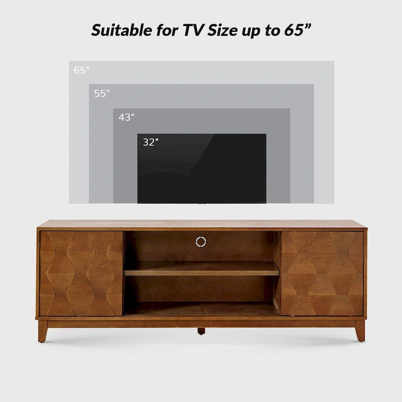 Meuble TV console moderne August avec 2 tiroirs et portes coulissantes pour TV jusqu'à 78 pouces par HULALA HOME