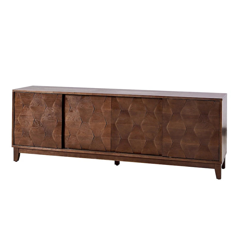 Meuble TV console moderne August avec 2 tiroirs et portes coulissantes pour TV jusqu'à 78 pouces par HULALA HOME