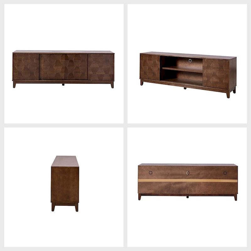 Meuble TV console moderne August avec 2 tiroirs et portes coulissantes pour TV jusqu'à 78 pouces par HULALA HOME