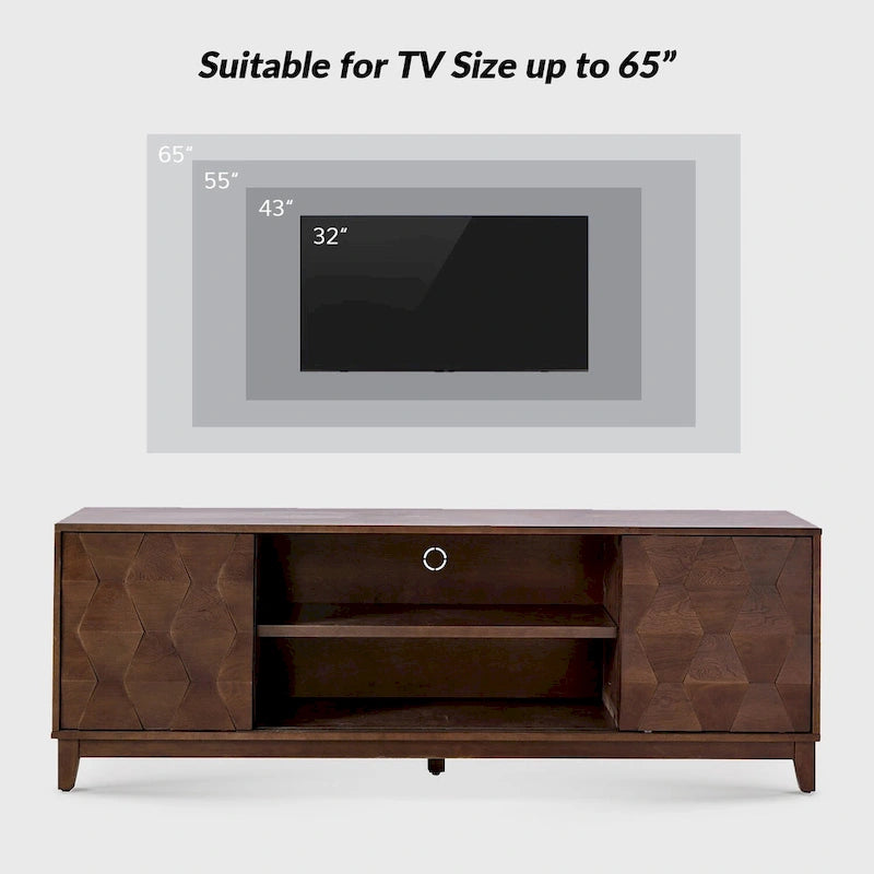 Meuble TV console moderne August avec 2 tiroirs et portes coulissantes pour TV jusqu'à 78 pouces par HULALA HOME