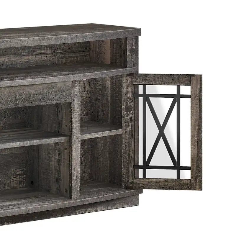 Moasis 59-inch Highboy 2-Door LED Lights TV Stand for TVs up to 70 Inches