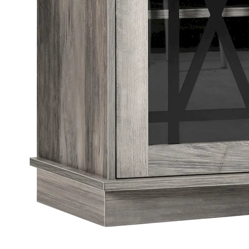 Moasis 59-inch Highboy 2-Door LED Lights TV Stand for TVs up to 70 Inches