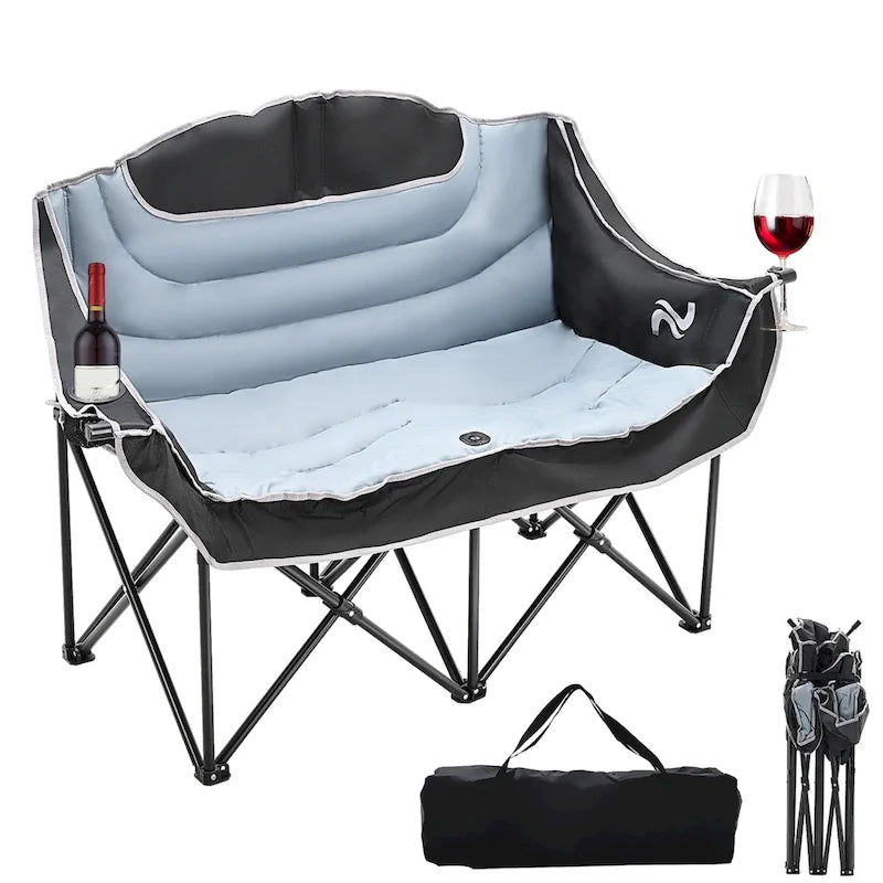 Chaise de camping surdimensionnée double avec porte-gobelet DoCred