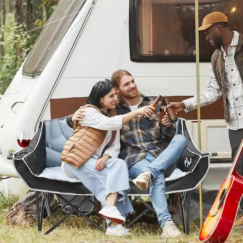 Chaise de camping surdimensionnée double avec porte-gobelet DoCred
