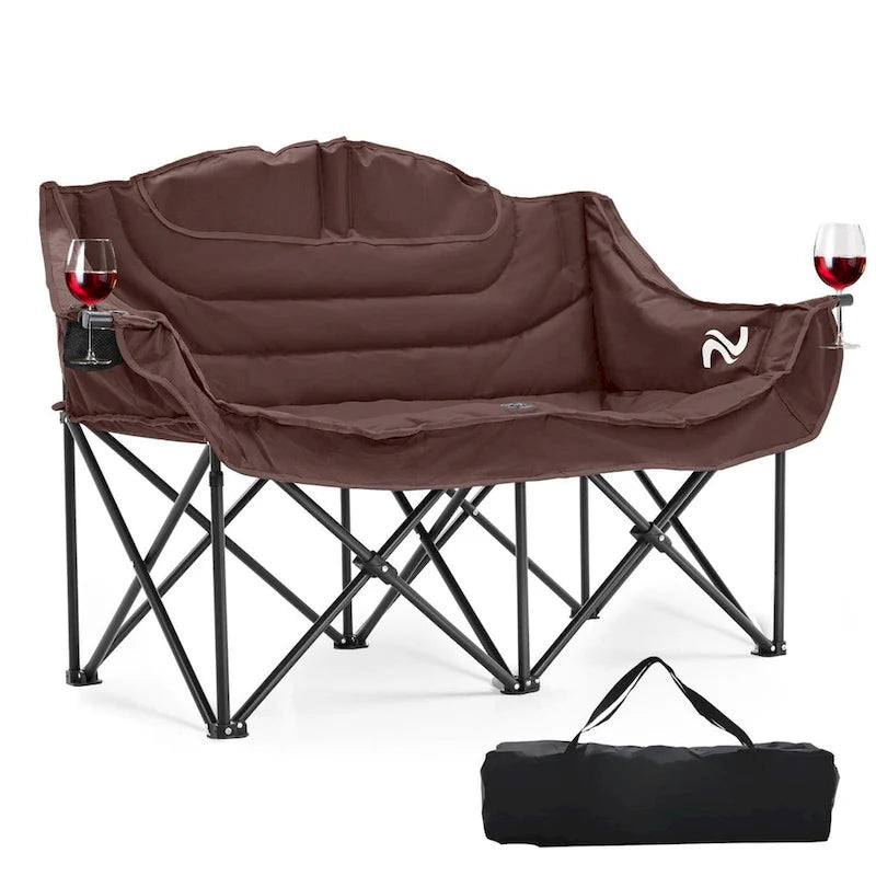 Chaise de camping surdimensionnée double avec porte-gobelet DoCred
