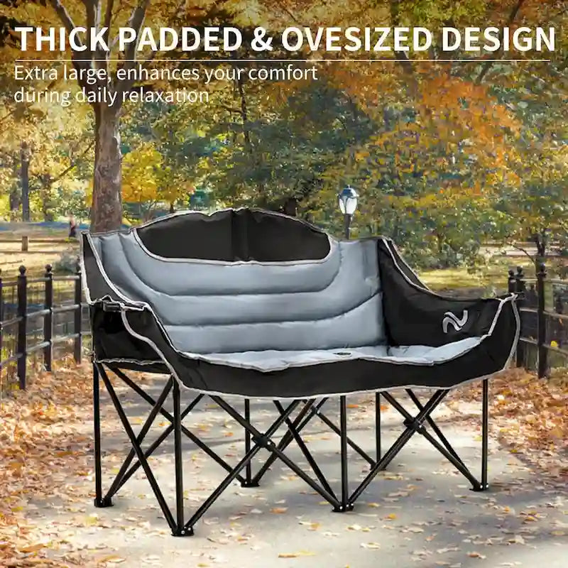 Chaise de camping surdimensionnée double avec porte-gobelet DoCred