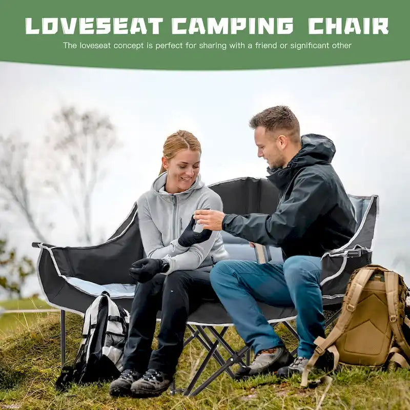 Chaise de camping surdimensionnée double avec porte-gobelet DoCred