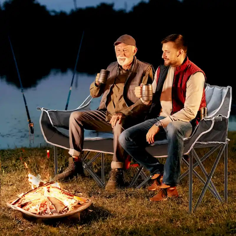 Chaise de camping surdimensionnée double avec porte-gobelet DoCred