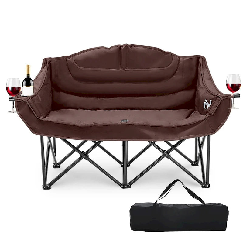Chaise de camping surdimensionnée double avec porte-gobelet DoCred