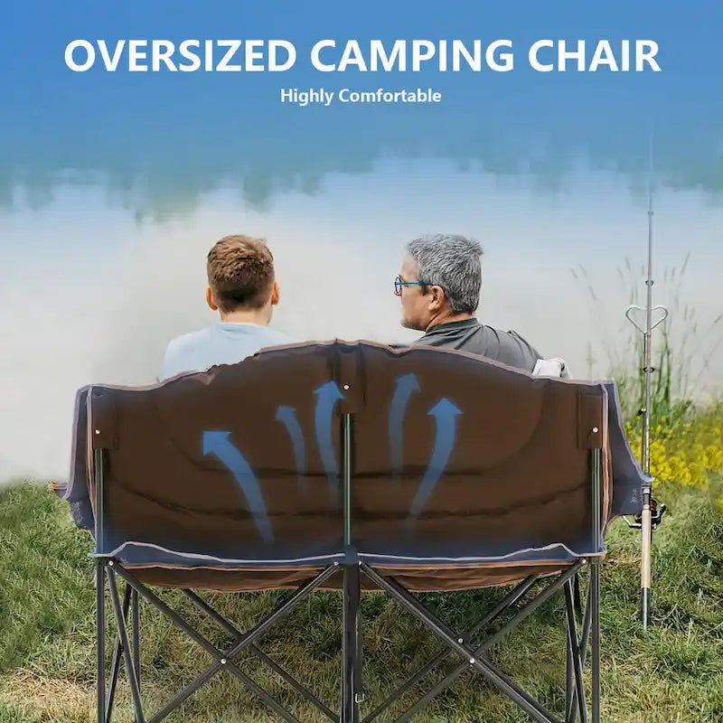 Chaise de camping surdimensionnée double avec porte-gobelet DoCred