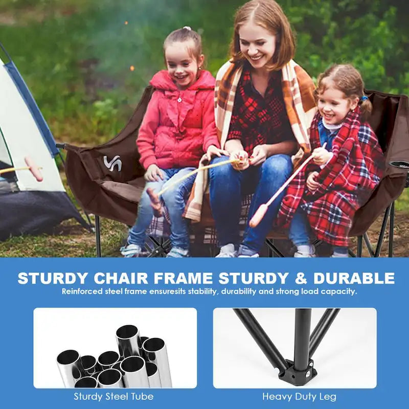 Chaise de camping surdimensionnée double avec porte-gobelet DoCred