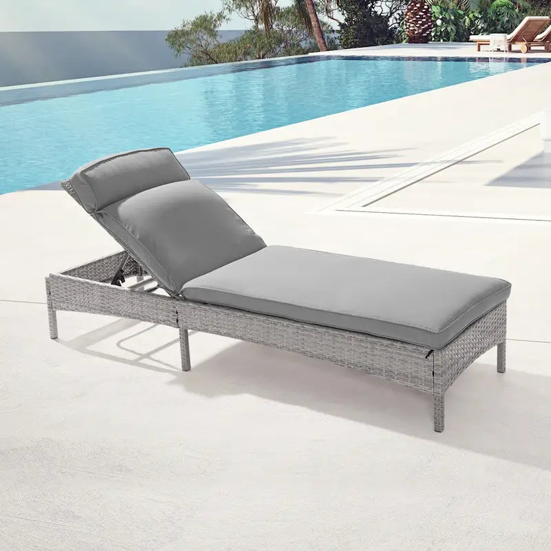 BONOSUKI Lounge Chaise Patio Rattan Chair Adjustable Inclination Angle