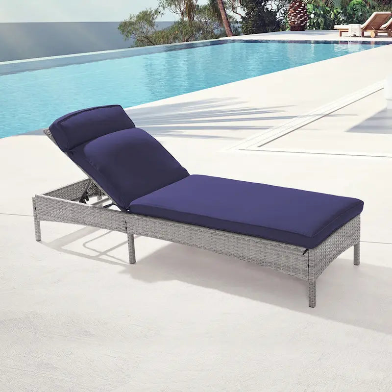 Chaise longue de patio en rotin BONOSUKI à inclinaison réglable