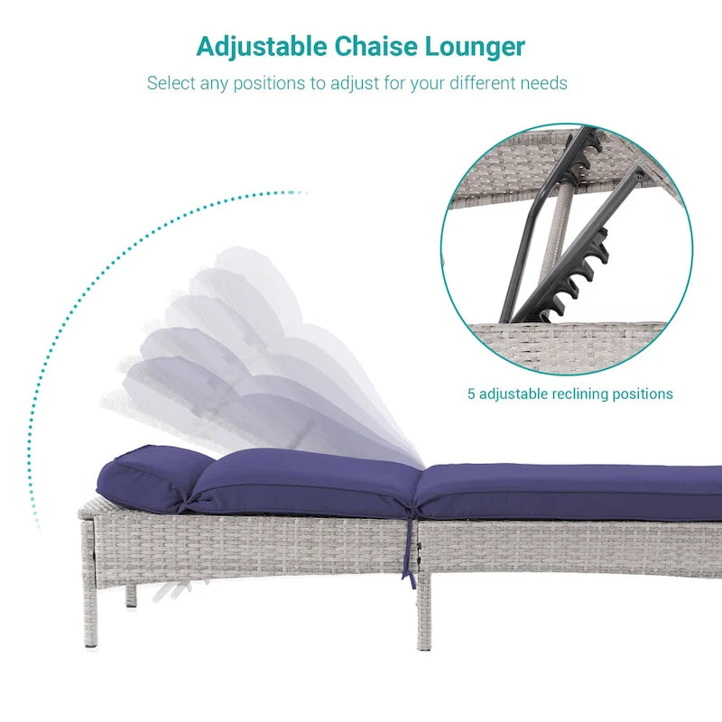 Chaise longue de patio en rotin BONOSUKI à inclinaison réglable