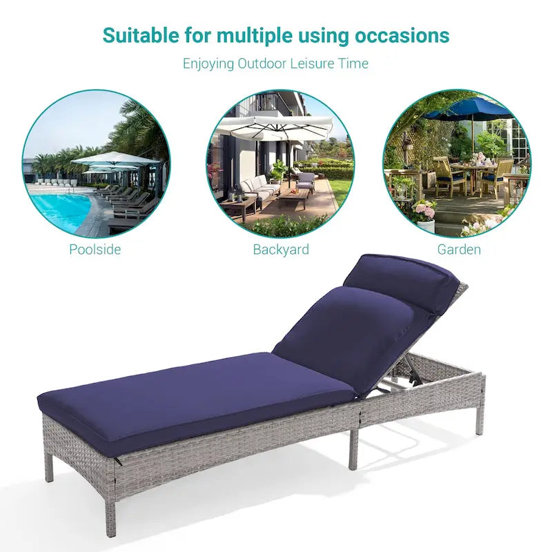 Chaise longue de patio en rotin BONOSUKI à inclinaison réglable