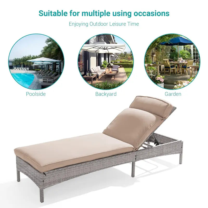 Chaise longue de patio en rotin BONOSUKI à inclinaison réglable