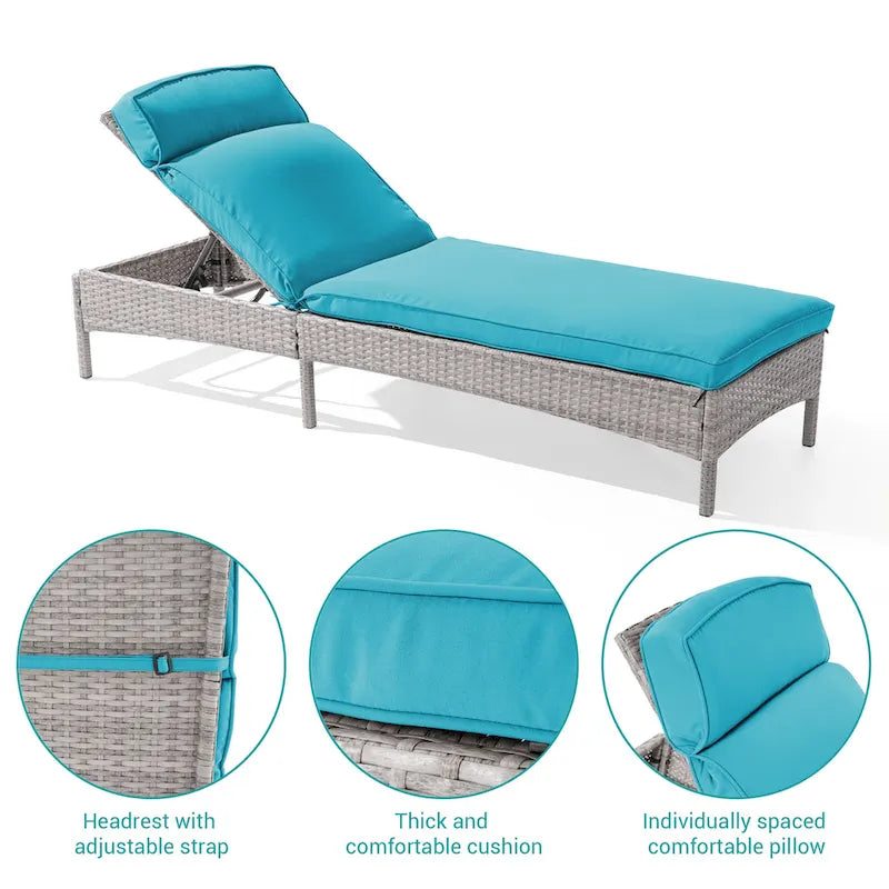 Chaise longue de patio en rotin BONOSUKI à inclinaison réglable