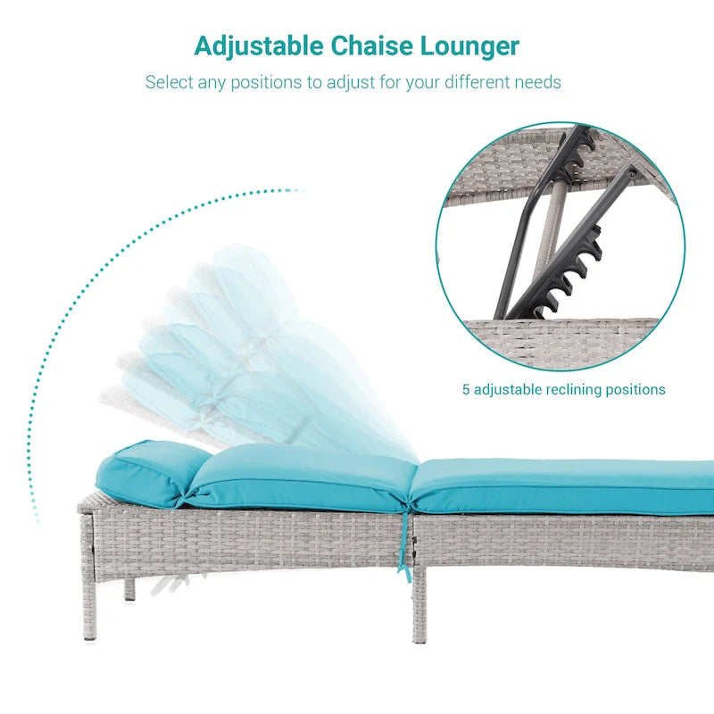 Chaise longue de patio en rotin BONOSUKI à inclinaison réglable