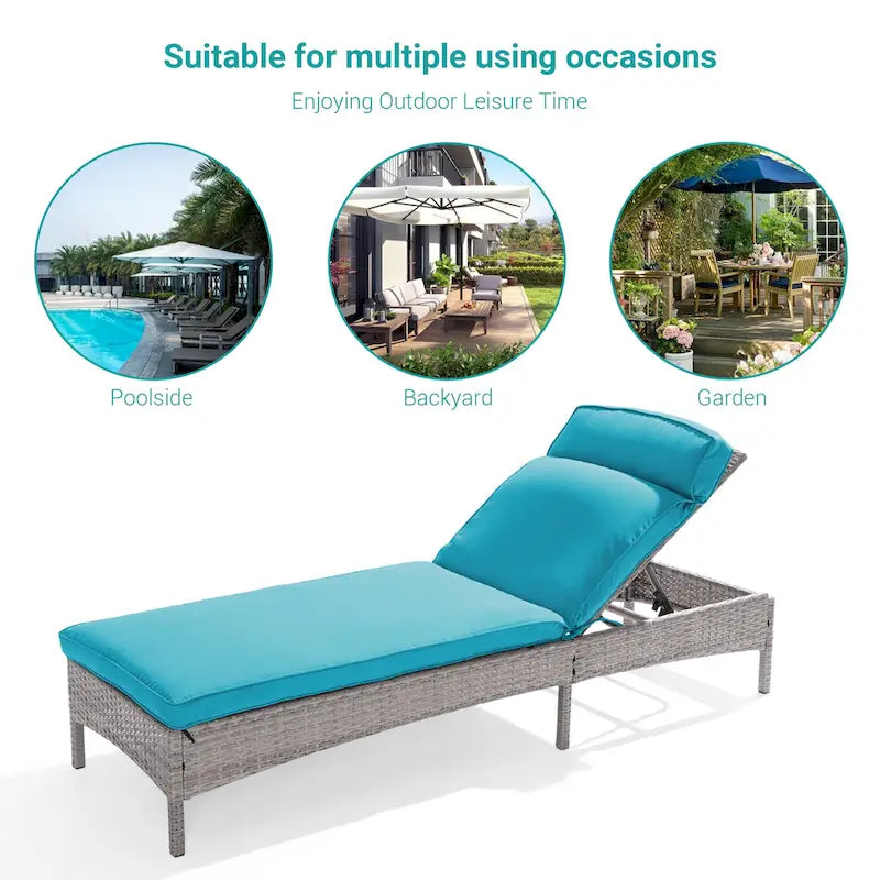 Chaise longue de patio en rotin BONOSUKI à inclinaison réglable