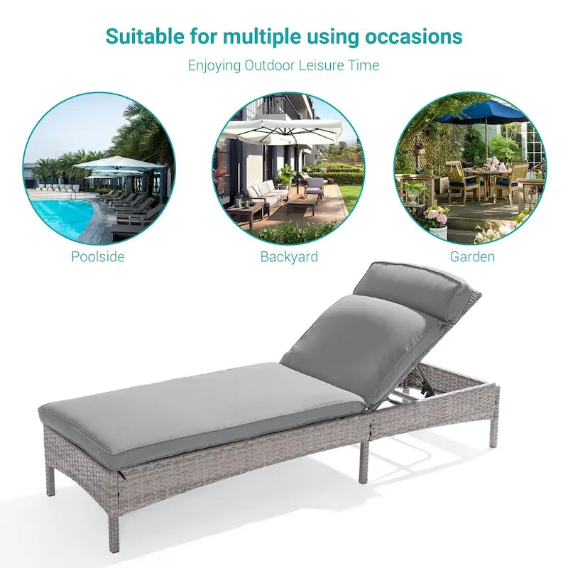 Chaise longue de patio en rotin BONOSUKI à inclinaison réglable