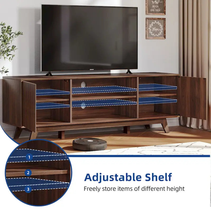 Moasis 59 Mid-Century LED Lighting TV Stand Media Console Entertainment Center for TVs up to 65 Inch