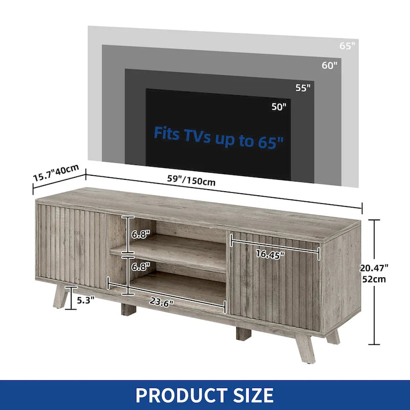 Moasis 59 Mid-Century LED Lighting TV Stand Media Console Entertainment Center for TVs up to 65 Inch