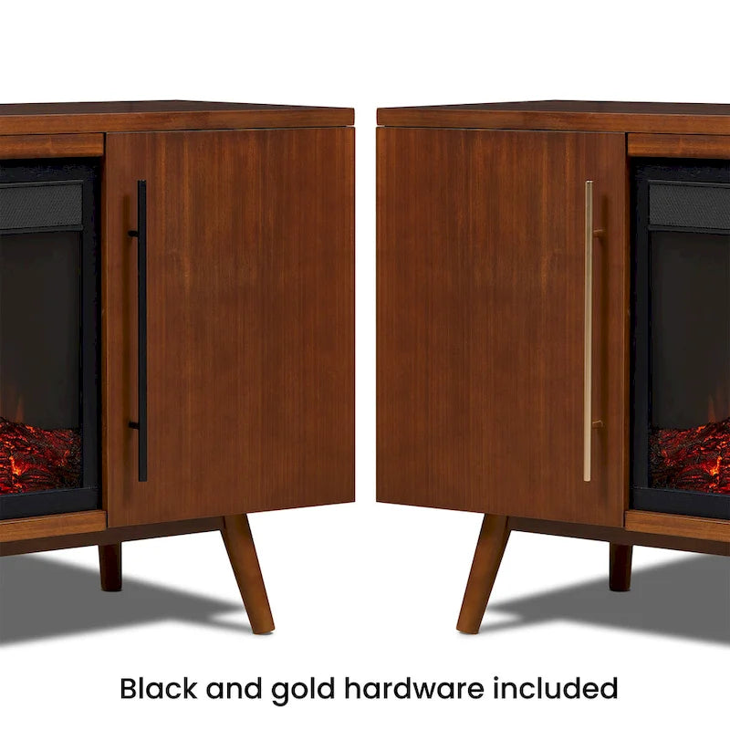 Meuble TV de cheminée électrique Morris 72 en érable noir vintage par Real Flame