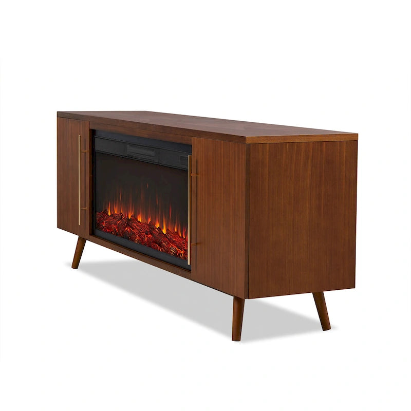 Meuble TV de cheminée électrique Morris 72 en érable noir vintage par Real Flame