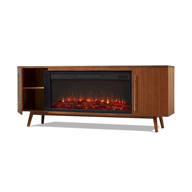 Meuble TV de cheminée électrique Morris 72 en érable noir vintage par Real Flame