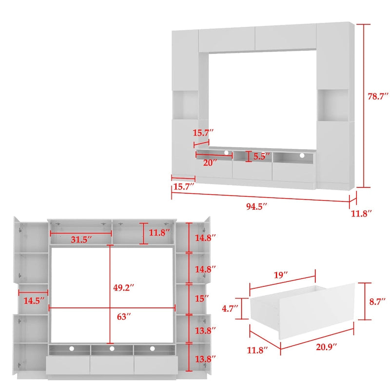 Meuble TV mural design - 94.5X78.7